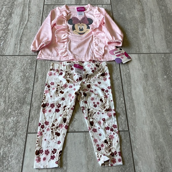 Disney Junior Minnie2 pc set sweater &pants,12 M,pink & cream - Picture 1 of 6